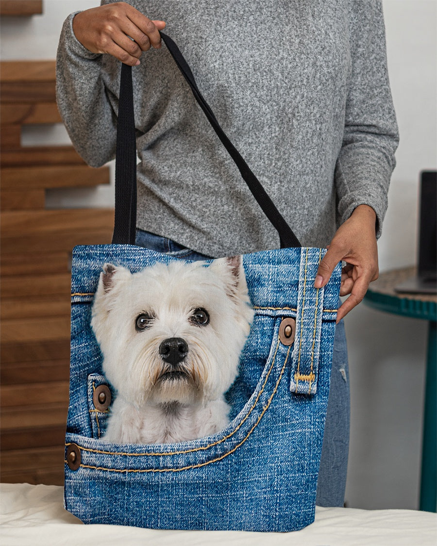 Westie-in pocket-Cloth Tote Bag