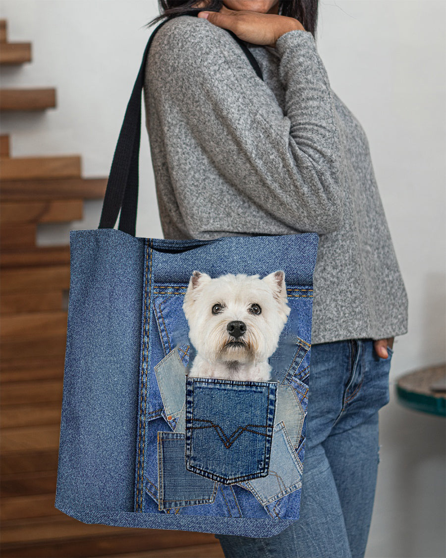 Westie-in pocket2-Cloth Tote Bag