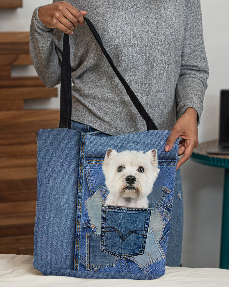 Westie-in pocket2-Cloth Tote Bag