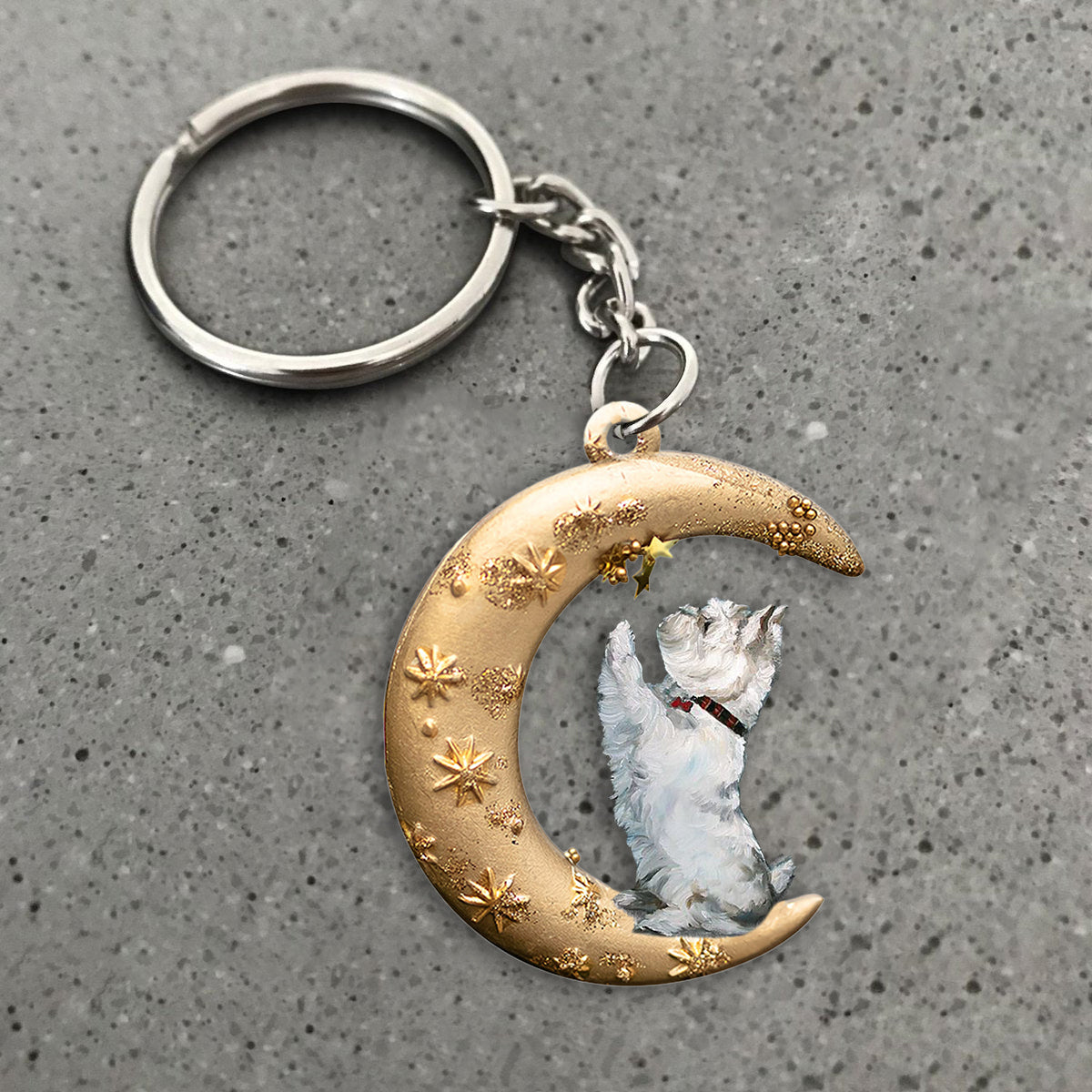 Westie -Dog &amp; Moon Flat Acrylic Keychain