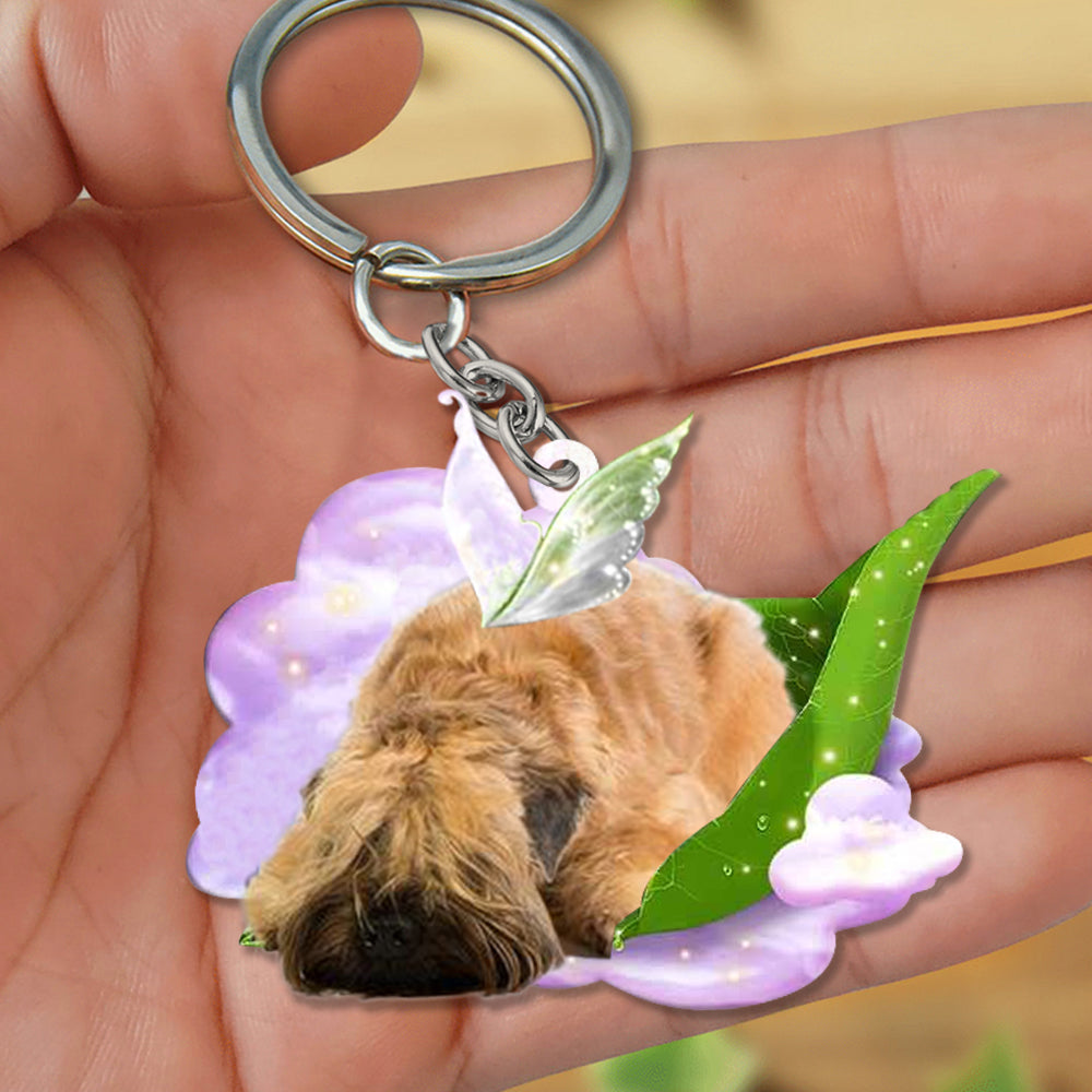 Wheaten Terrier-Sleep On Fallen Leaves Flat Acrylic Keychain