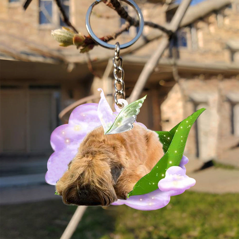 Wheaten Terrier-Sleep On Fallen Leaves Flat Acrylic Keychain