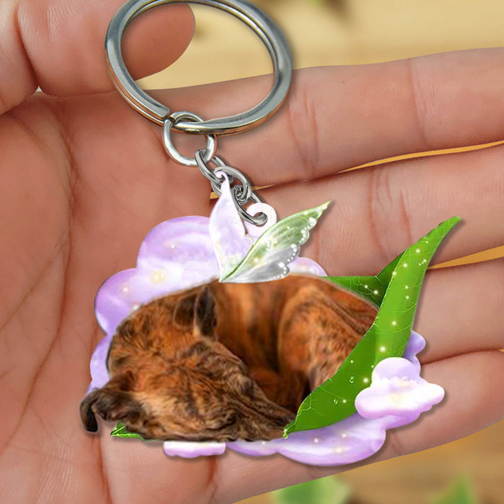 Whippet-Sleep On Fallen Leaves Flat Acrylic Keychain