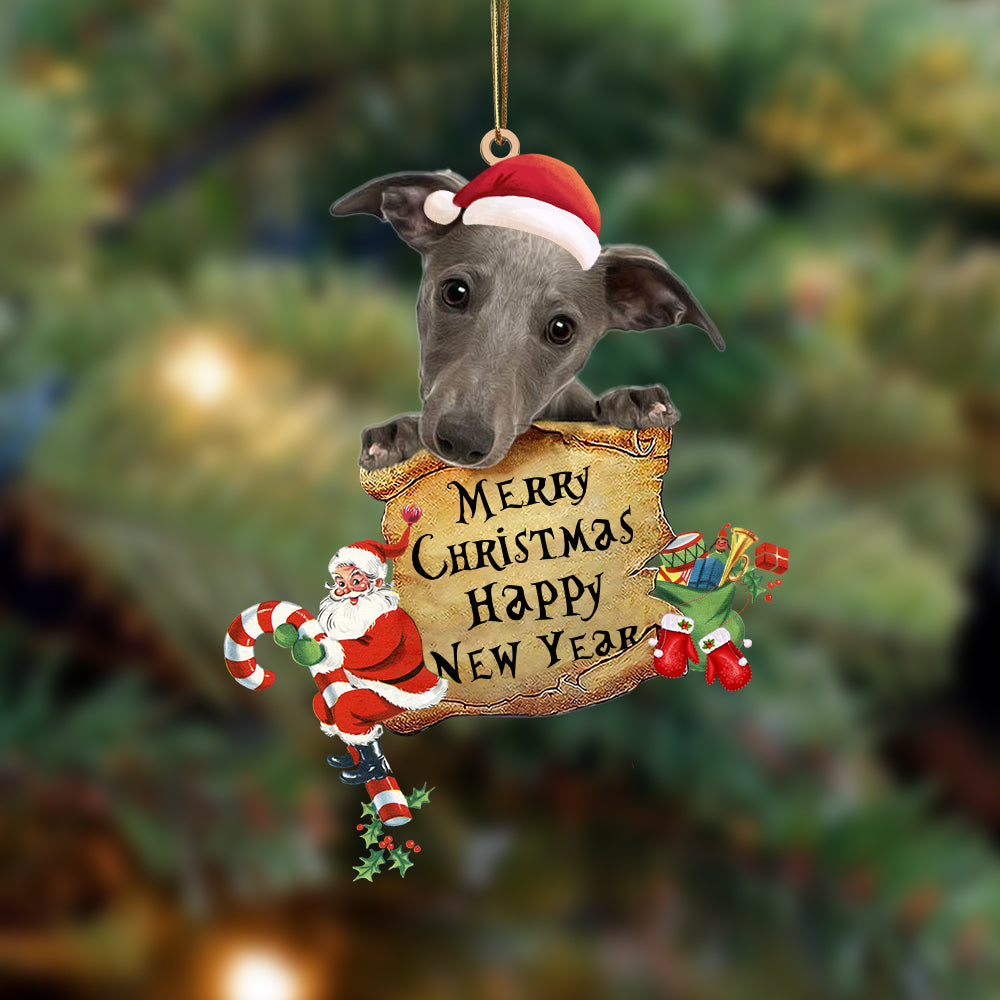 Whippet-Christams &amp; New Year Two Sided Ornament