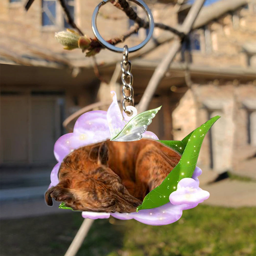 Whippet-Sleep On Fallen Leaves Flat Acrylic Keychain