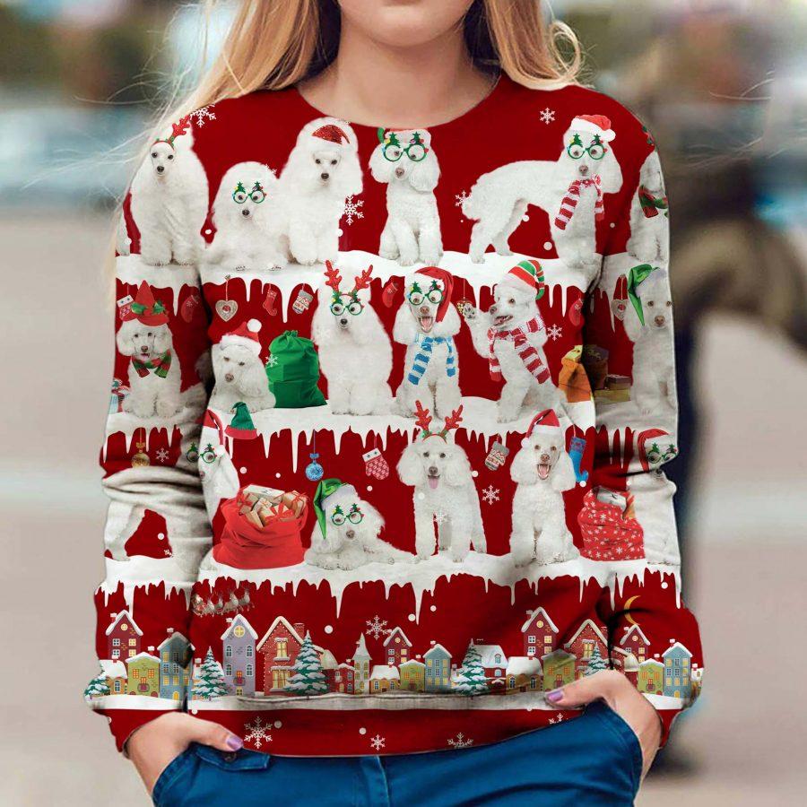White Poodle - Snow Christmas - Premium Sweatshirt