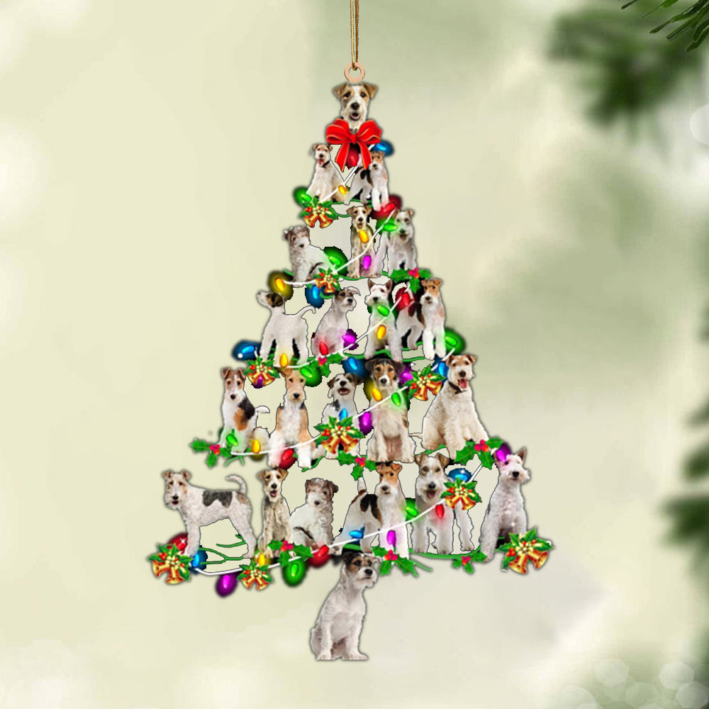 Wire Fox Terrier-Christmas Tree Lights-Two Sided Ornament