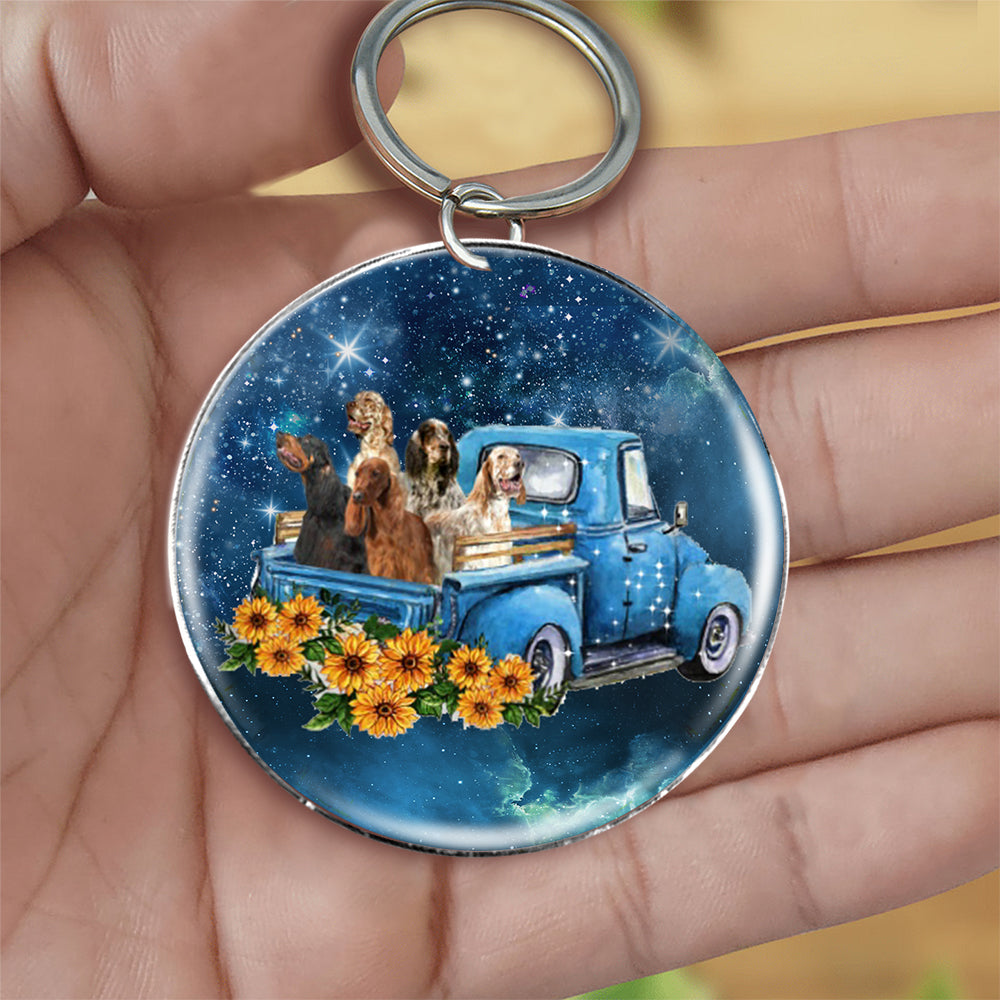 With English Setter TAKE THE TRIP CLASSIC-Round Resin Epoxy Metal Keychain