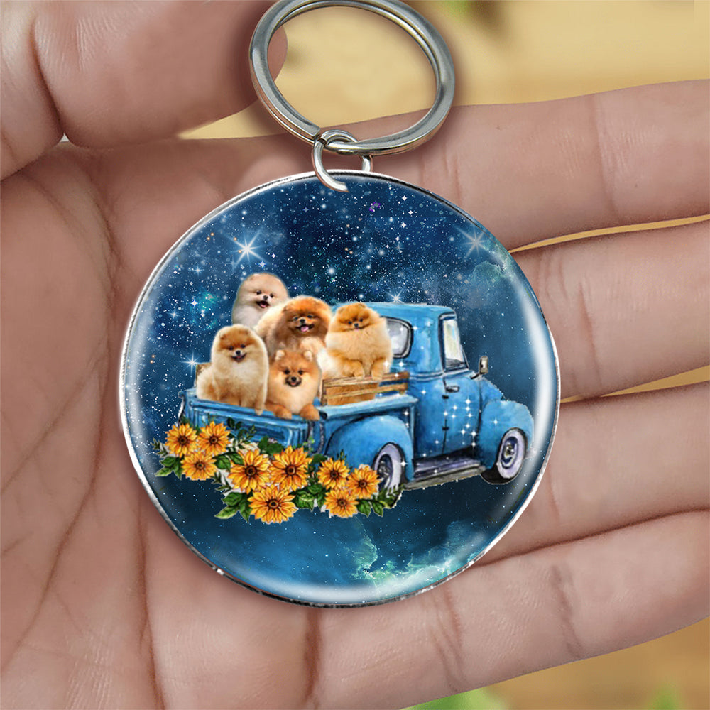 With Pomeranian TAKE THE TRIP CLASSIC-Round Resin Epoxy Metal Keychain