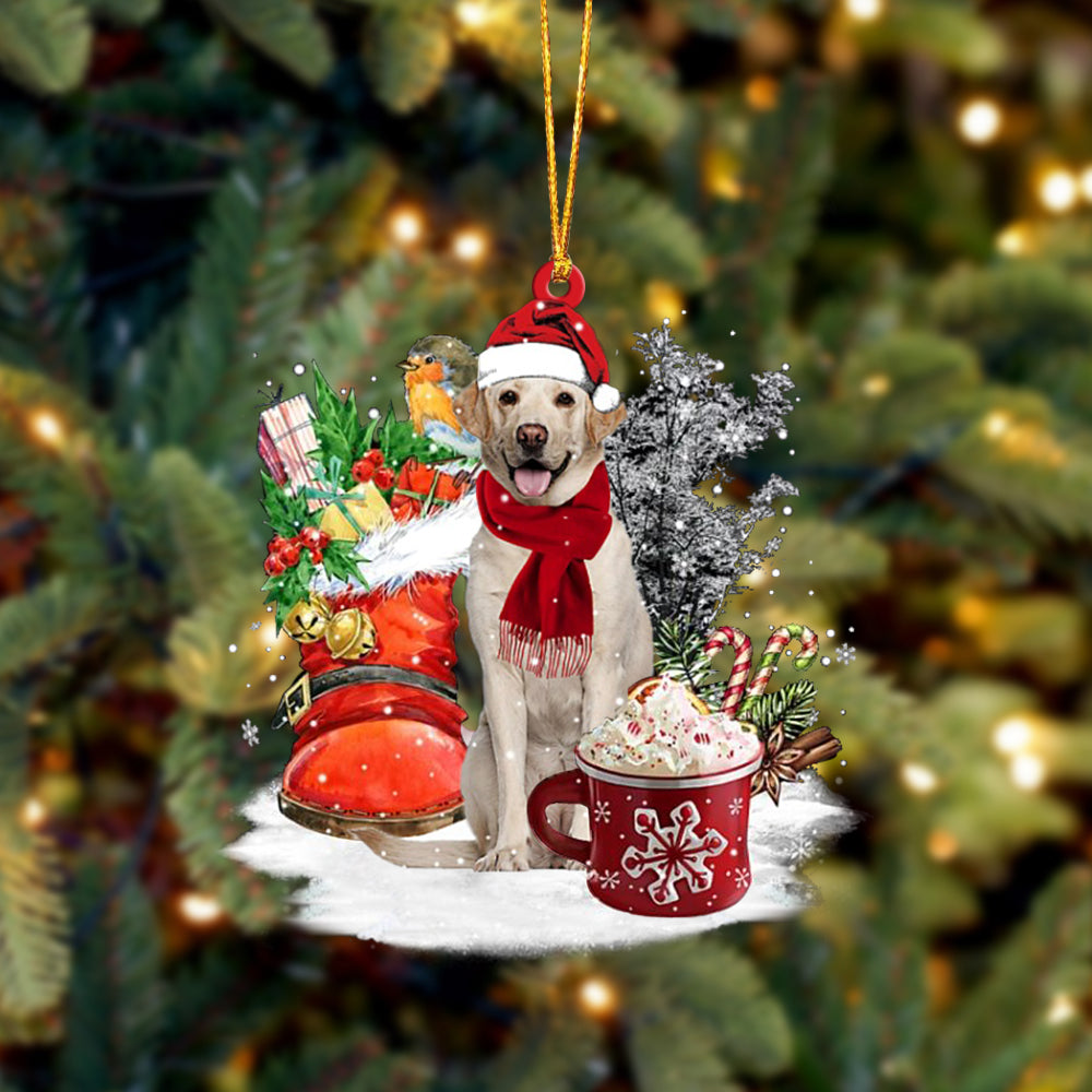 YELLOW Labrador-Winter Cup-Two Sided Ornament