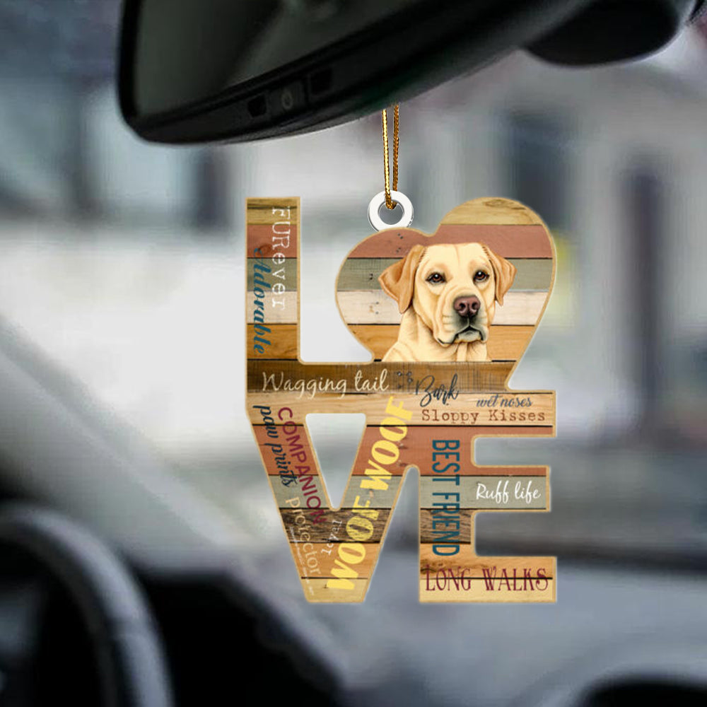 Yellow Labrador Love Wood Dog-two sided ornament