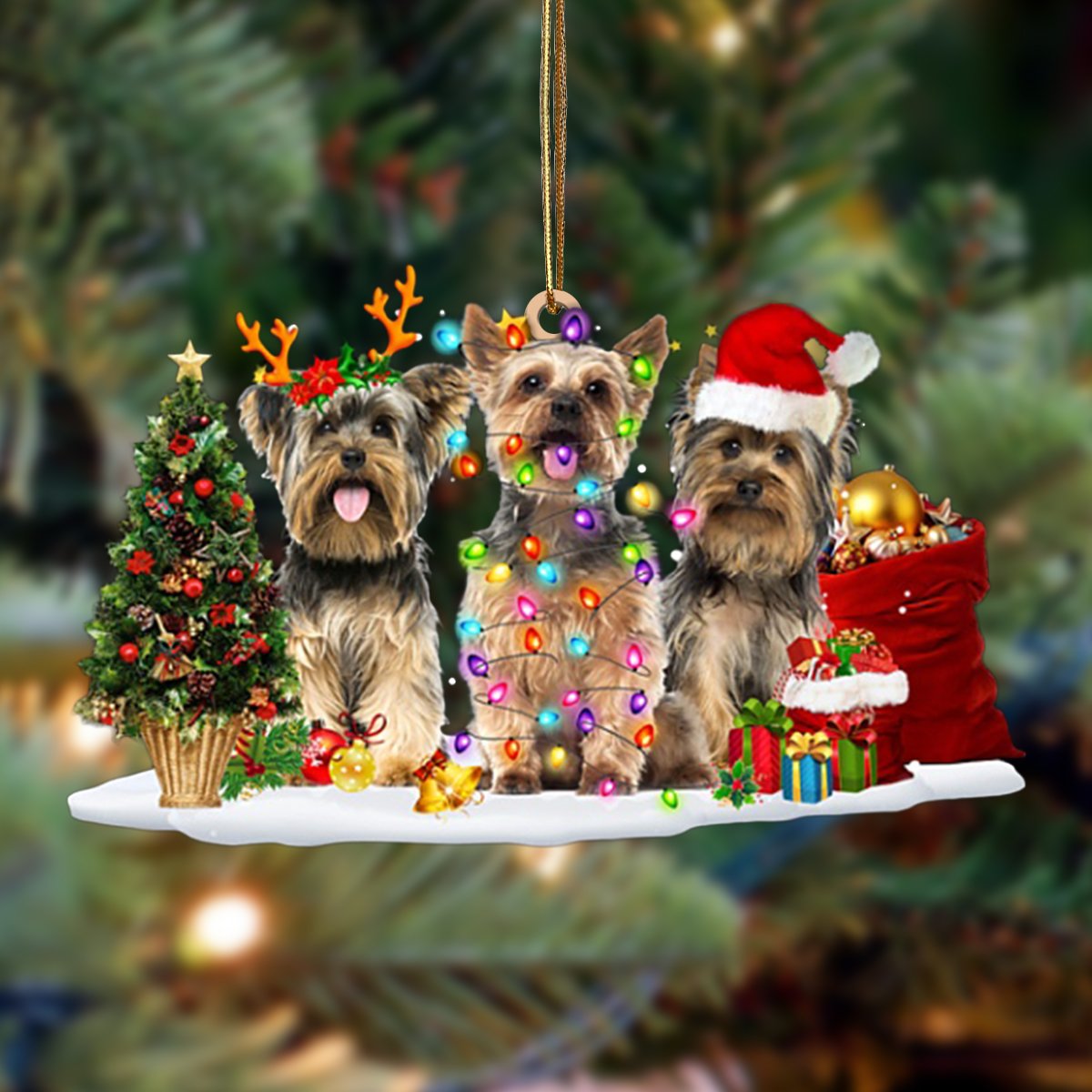 Yorkshire Terrier-Christmas Dog Friends Hanging Ornament