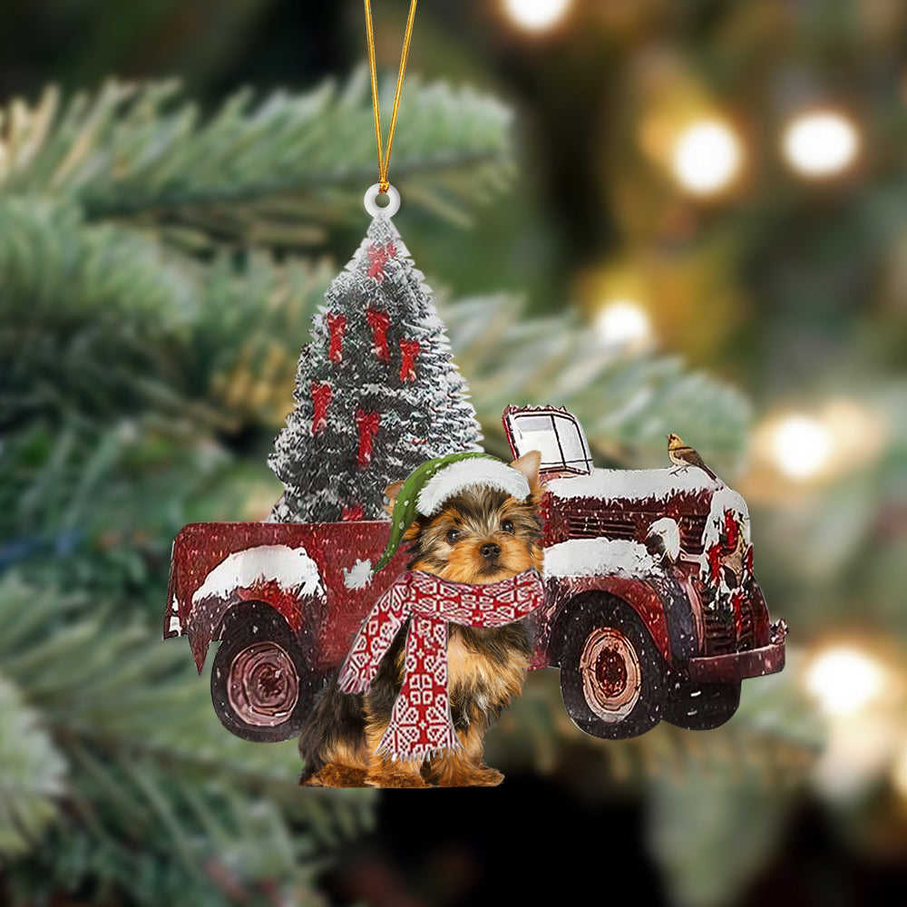 Yorkshire Terrier-Christmas Truck Two Sided Ornament