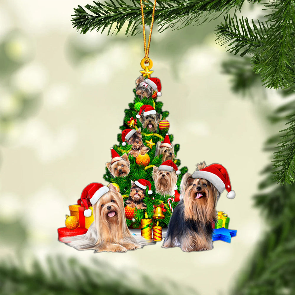 Yorkshire Terrier-Xmas Tree&Dog-Two Sided Ornament