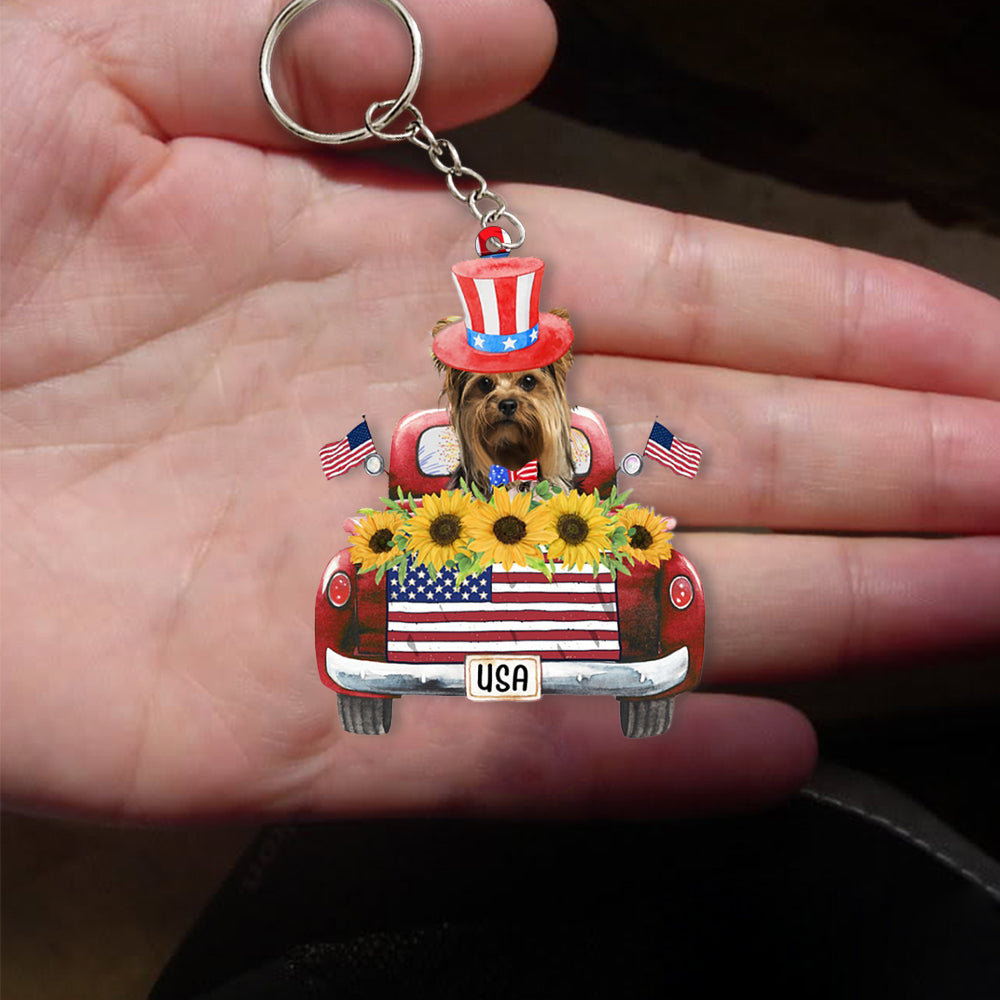 Yorkshire Terrier 2-USA Truck Flat Acrylic Keychain