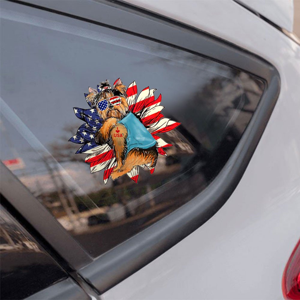 Yorkshire Terrier Happy Independence Day Car Sticker