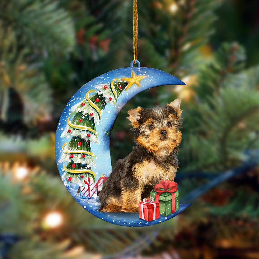 Yorkshire Terrier Sit On The Blue Moon-Two Sided Ornament