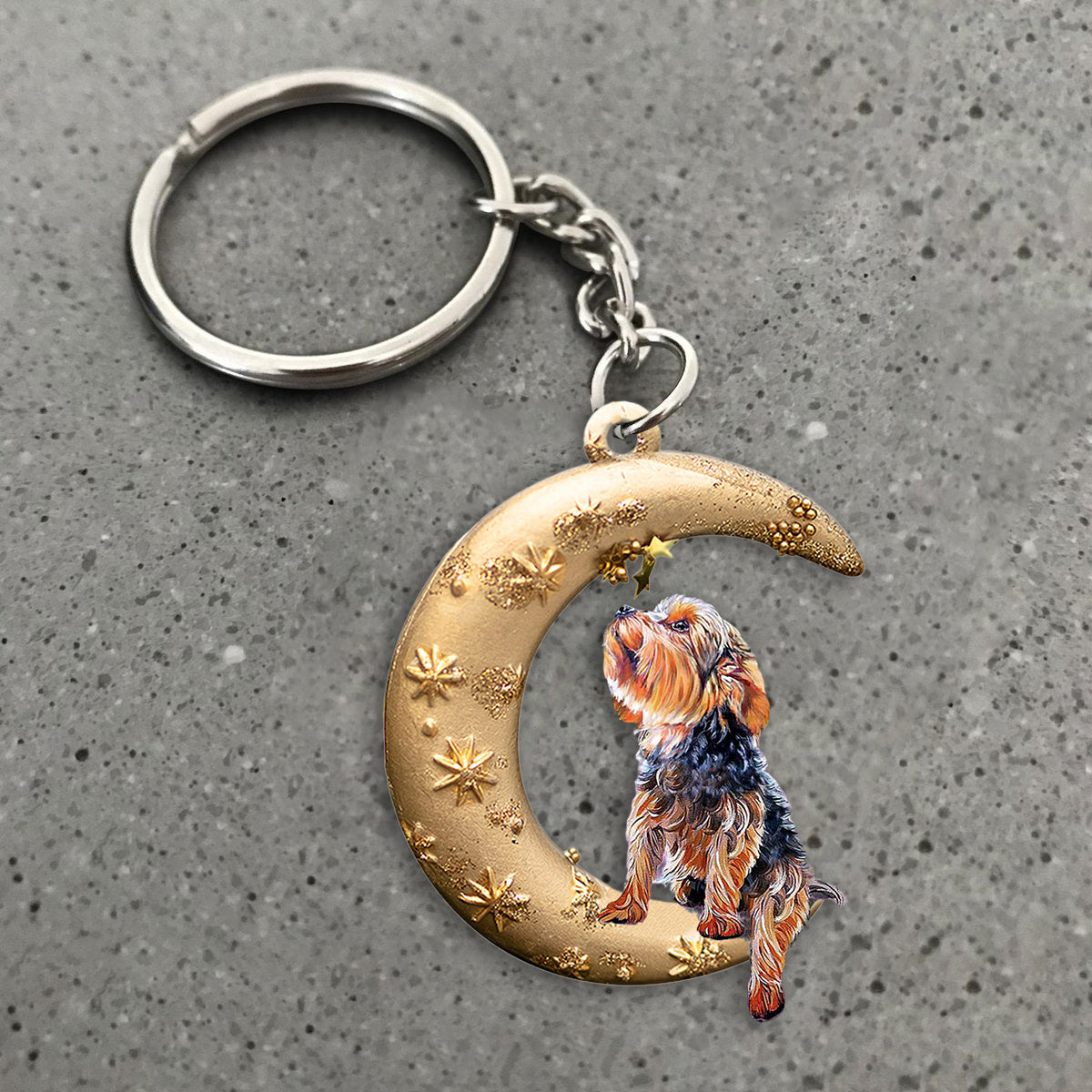 Yorkshire Terrier -Dog &amp; Moon Flat Acrylic Keychain