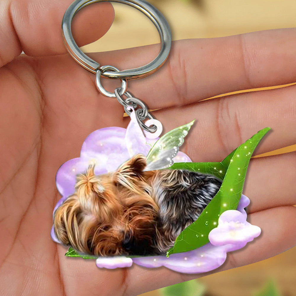 Yorkshire terrier-Sleep On Fallen Leaves Flat Acrylic Keychain