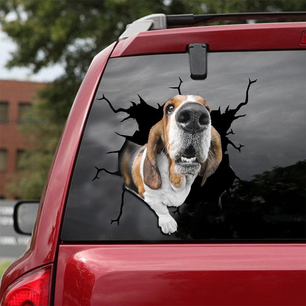 Basset Hound Crack Car Sticker, Toilet Sticker, Fridge Sticker 9