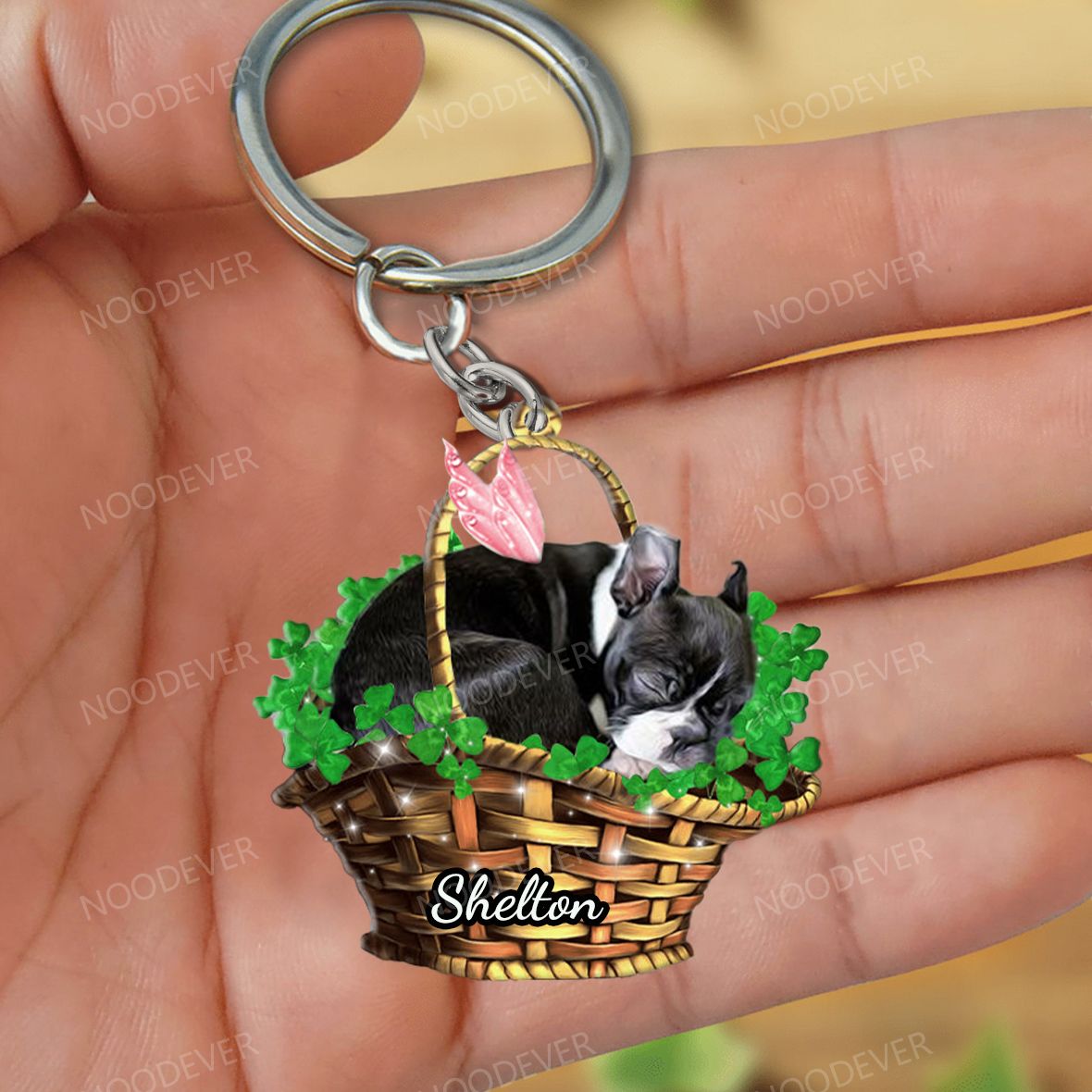 Personalized Dog Sleeping Lucky Fairy-Two Sided Keychain