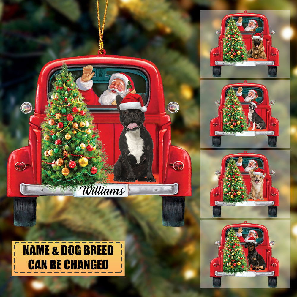 Personalized Santa &amp; Dog Christmas-Two Sided Ornament