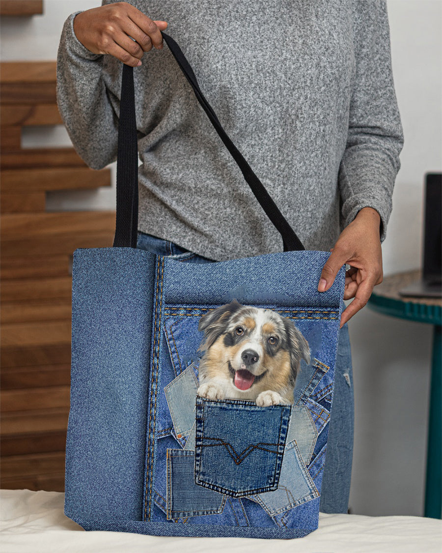 australian shepherd1-in pocket2-Cloth Tote Bag