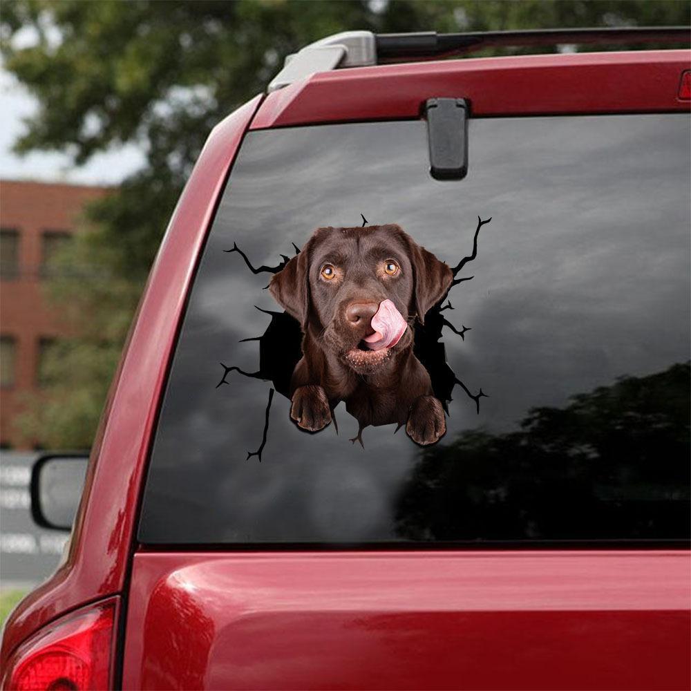 Chocolate Labrador Retriever Crack Car Sticker, Toilet Sticker, Fridge Sticker 10