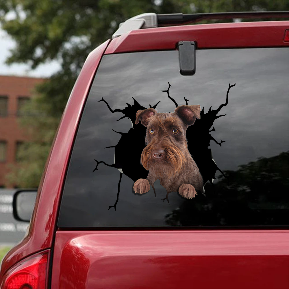 Schnauzer  Crack Car Sticker, Toilet Sticker, Fridge Sticker