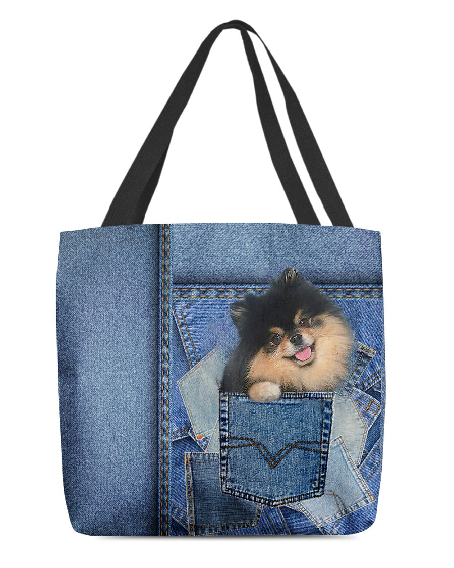black and tan pomeranian-in pocket2-Cloth Tote Bag