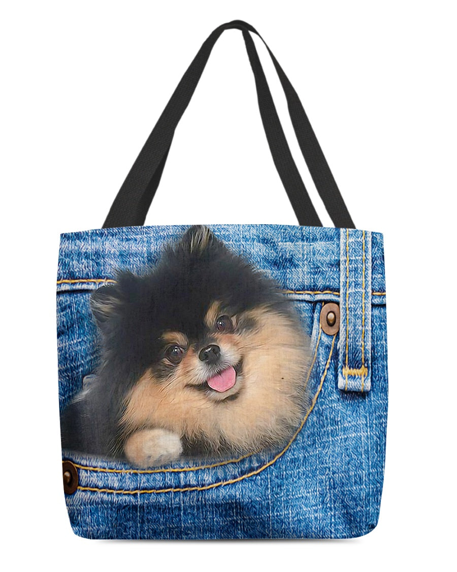 black and tan pomeranian-in pocket-Cloth Tote Bag