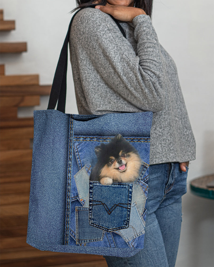 black and tan pomeranian-in pocket2-Cloth Tote Bag