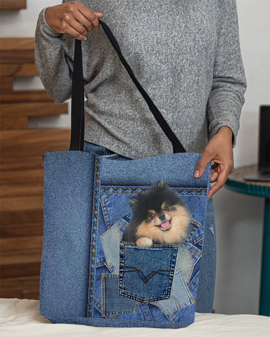 black and tan pomeranian-in pocket2-Cloth Tote Bag