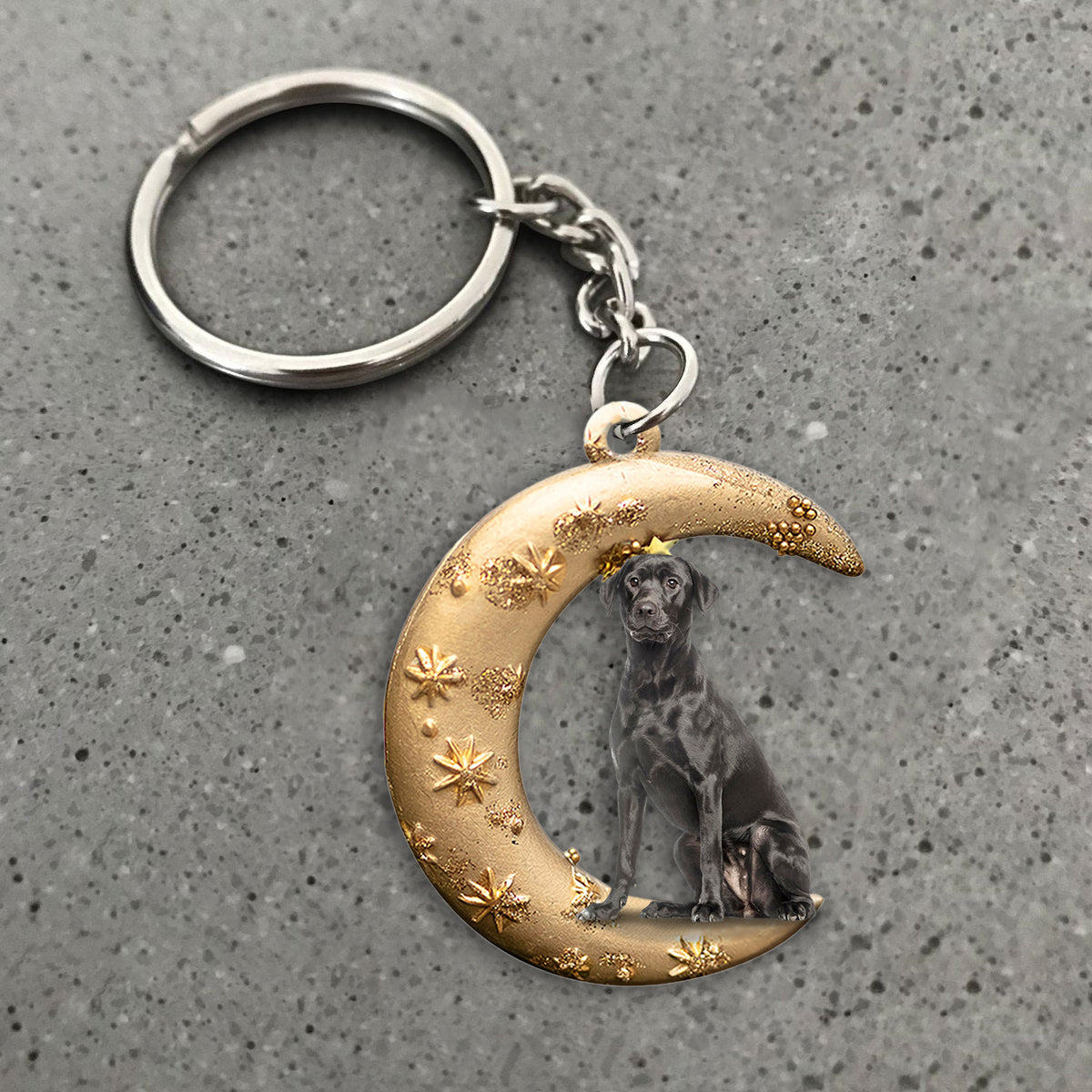 Black labrador-Dog &amp; Moon Flat Acrylic Keychain