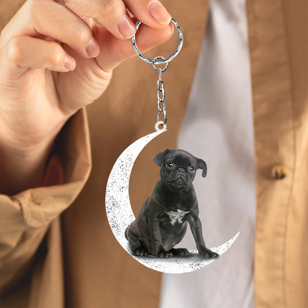 Black Pug-Sit On The Moon Keychain