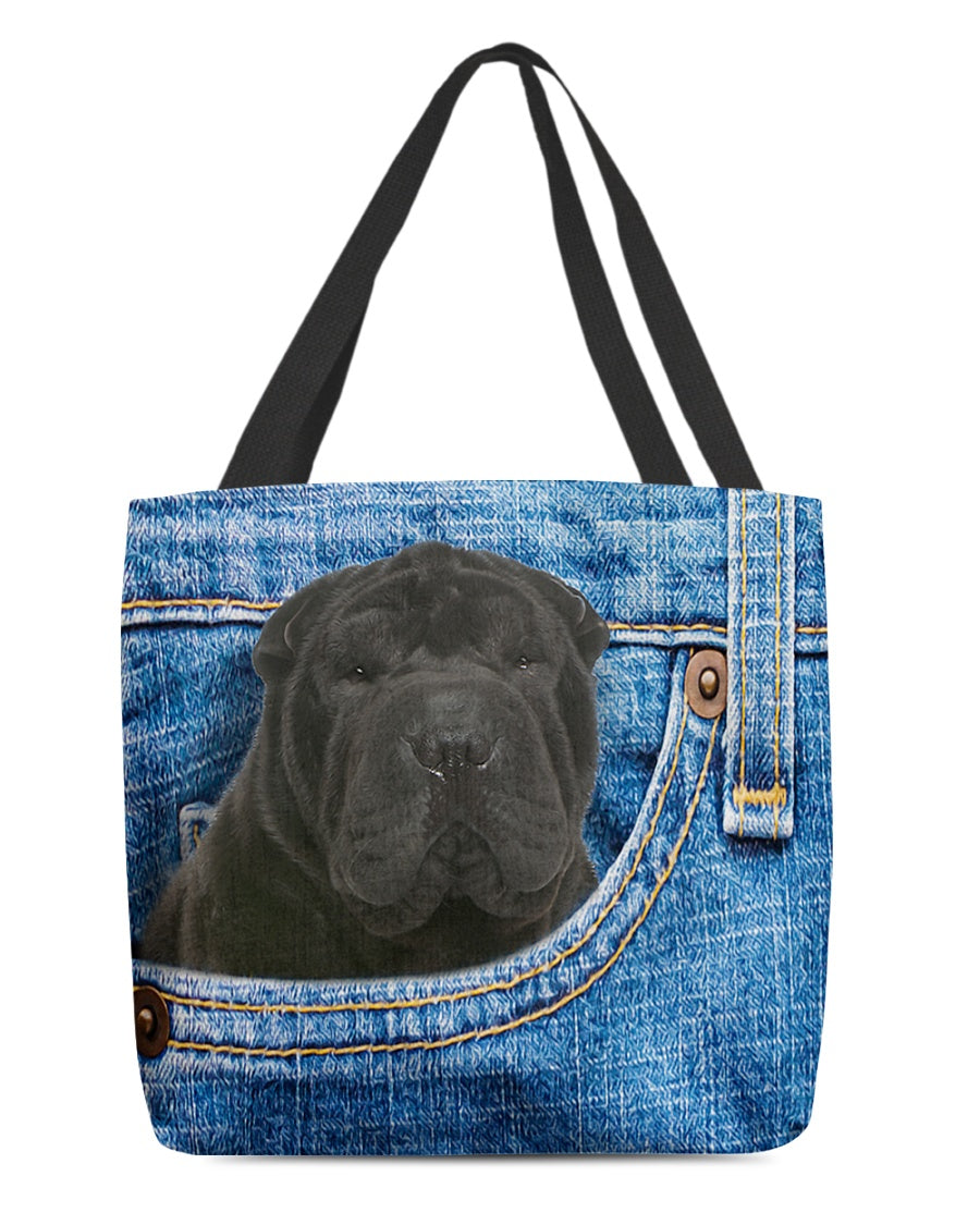 black shar pei-in pocket-Cloth Tote Bag
