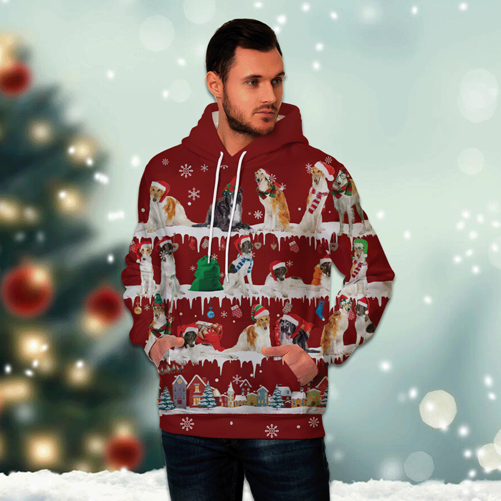 Borzoi - Snow Christmas - 3D Hoodie