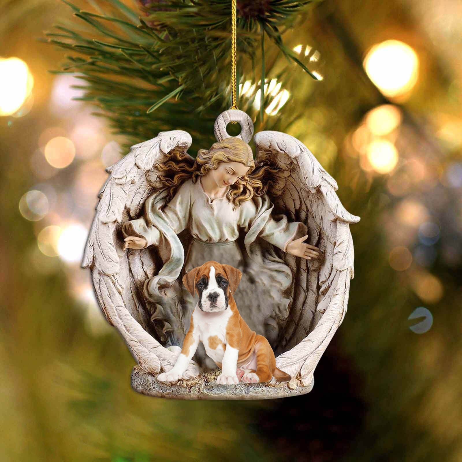 boxer (6)-Angel Hug Winter Love Two Sided Ornament