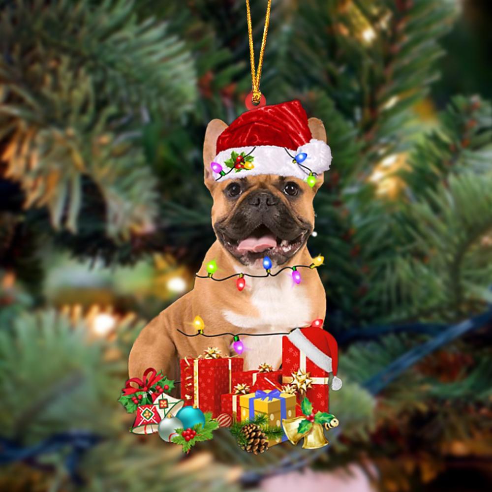 brown French Bulldog-Dog Be Christmas Tree Hanging Ornament