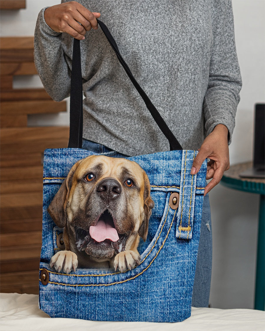 bullmastiff-in pocket-Cloth Tote Bag