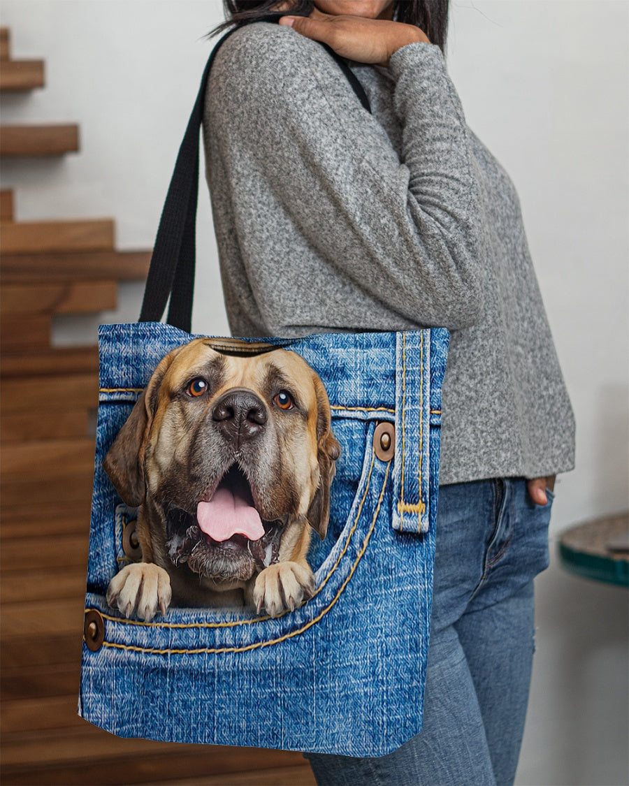 bullmastiff-in pocket-Cloth Tote Bag
