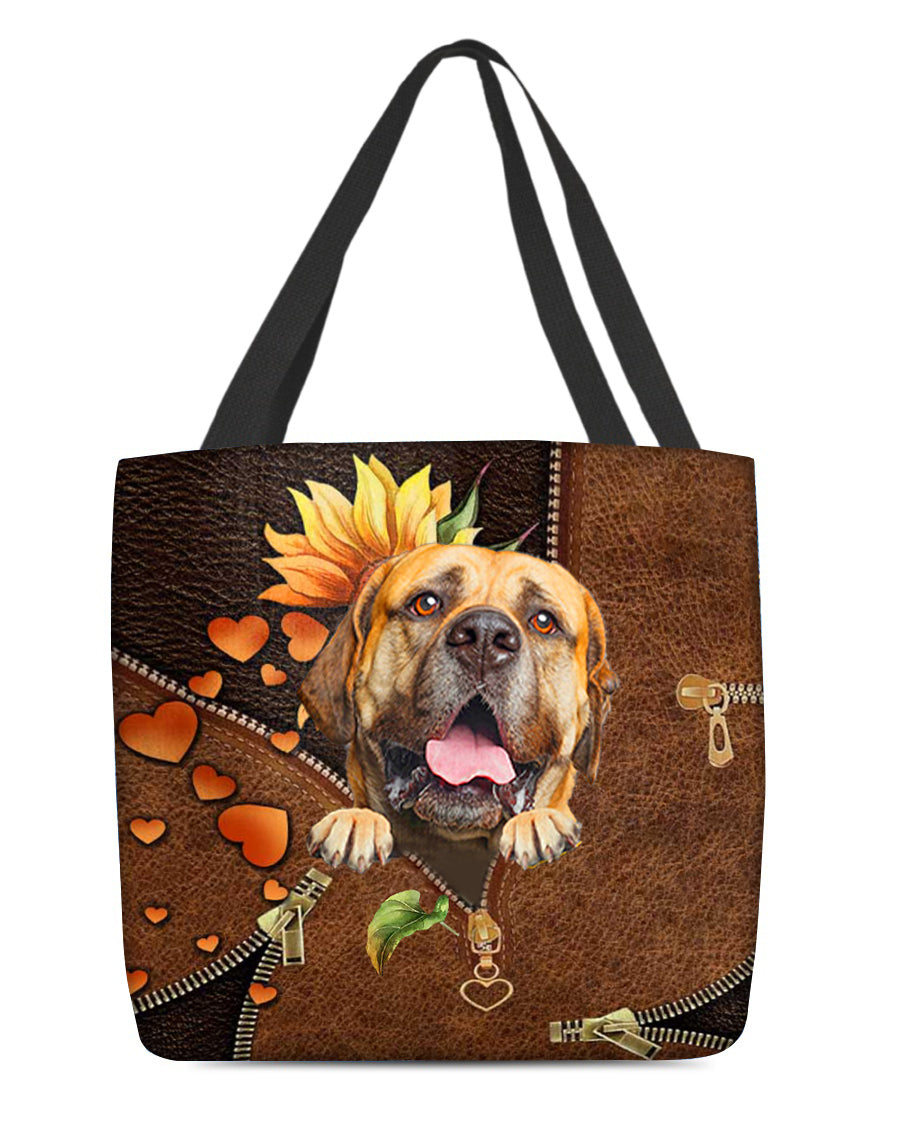 Bullmastiff-Sunflower&amp;zipper Cloth Tote Bag