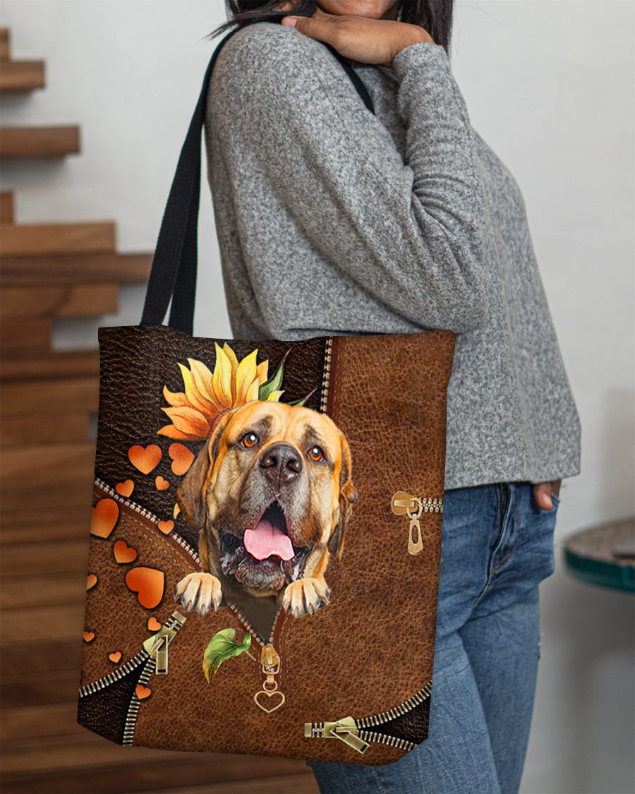 Bullmastiff-Sunflower&amp;zipper Cloth Tote Bag