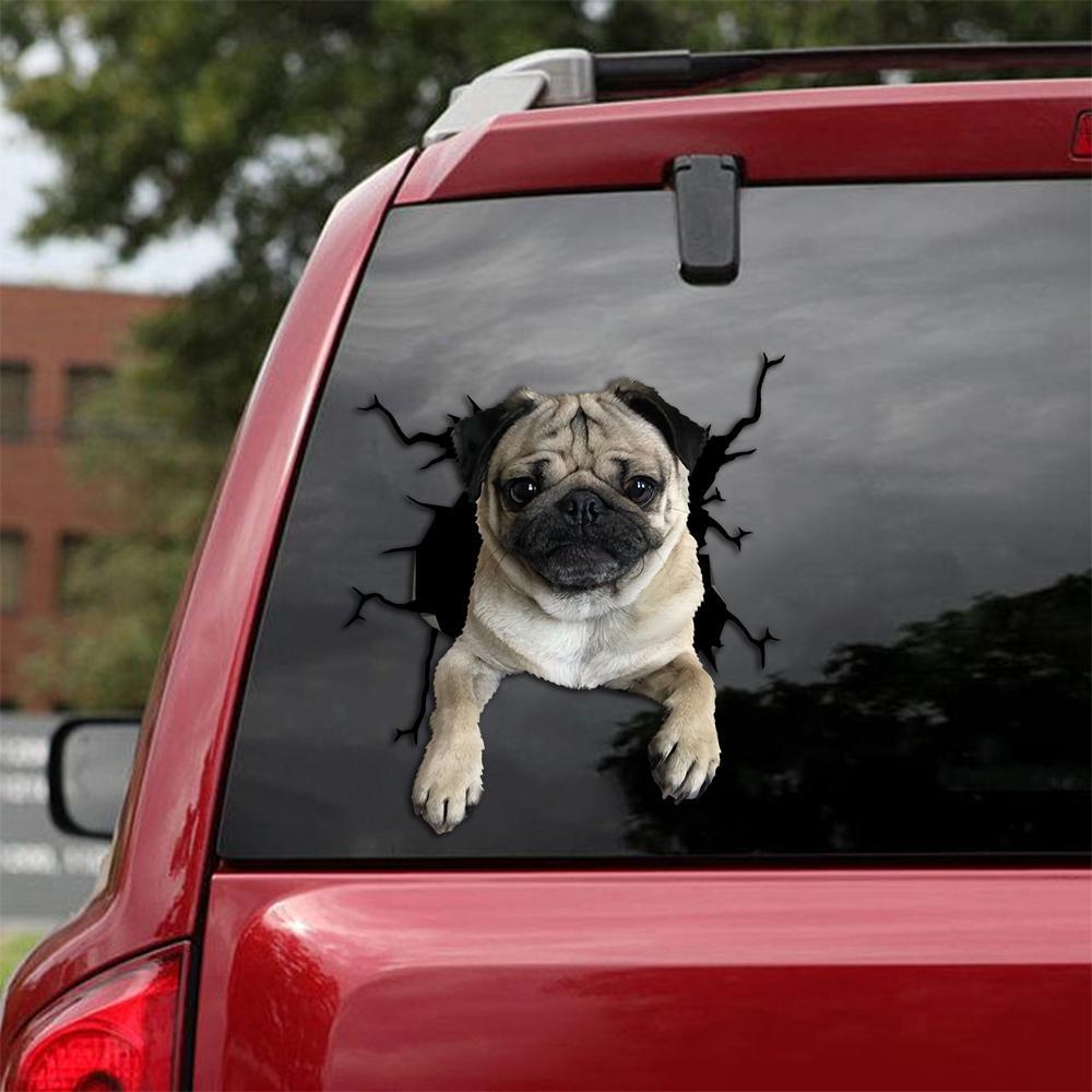 Pug Crack Car Sticker 25