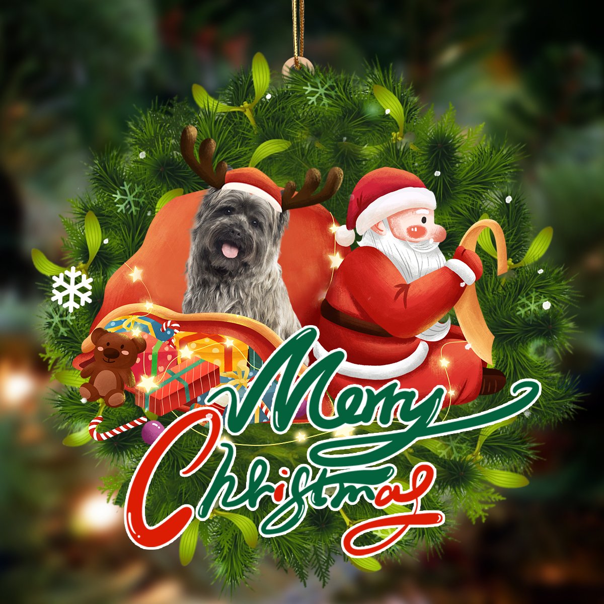 cairn terrier 2-Santa &amp; dog Hanging Ornament