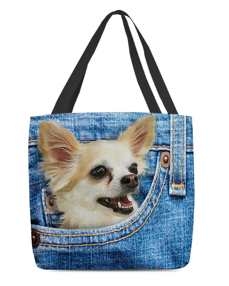 chihuahua1-in pocket-Cloth Tote Bag