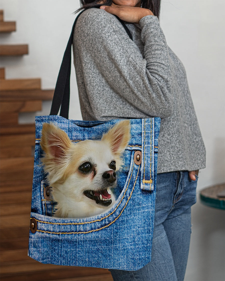 chihuahua1-in pocket-Cloth Tote Bag
