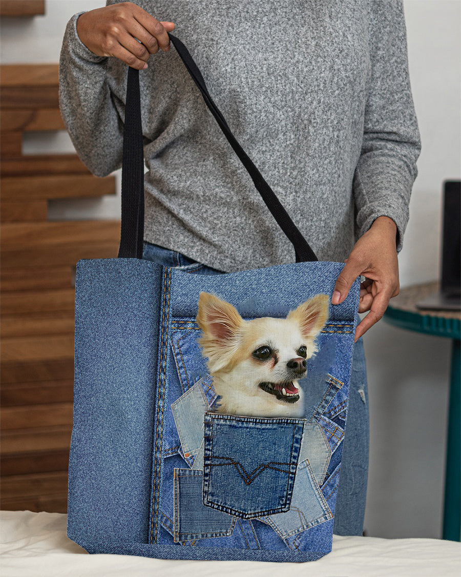 chihuahua1-in pocket2-Cloth Tote Bag