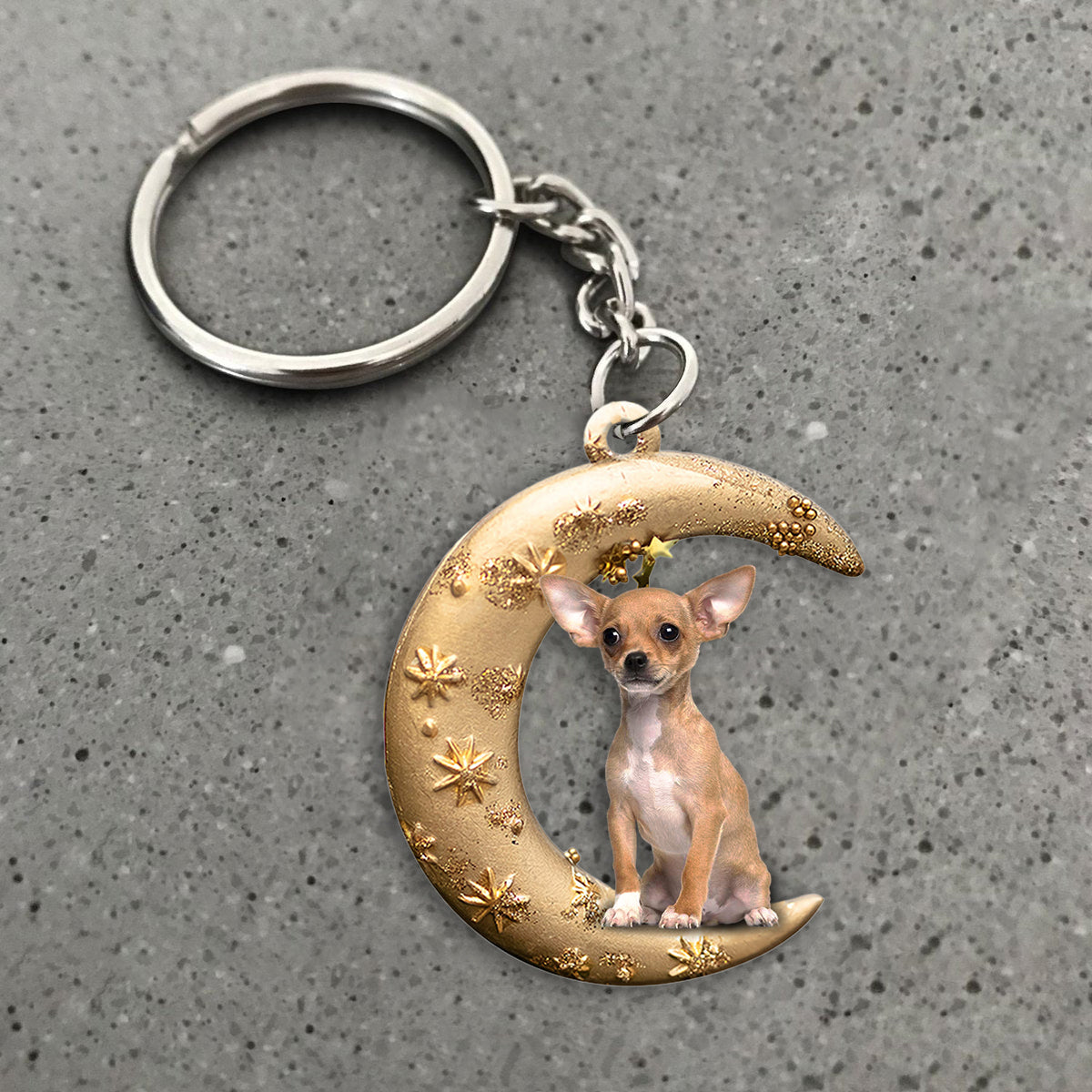 Chihuahua2-Dog &amp; Moon Flat Acrylic Keychain