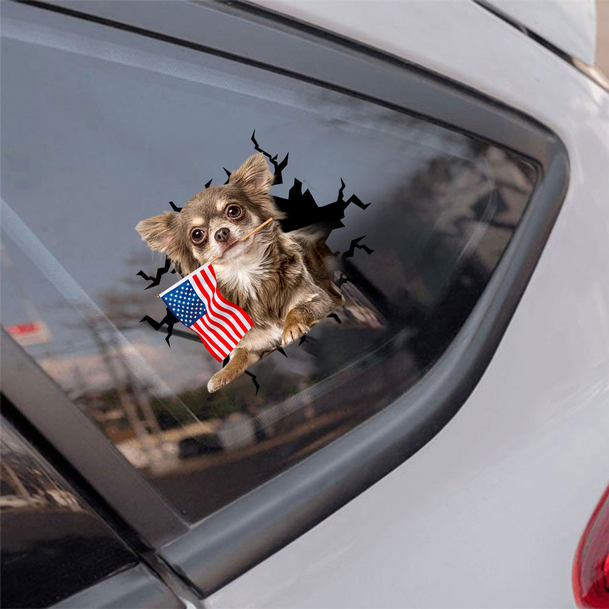 Chihuahua And American Flag Independent Day Car Sticker Decal